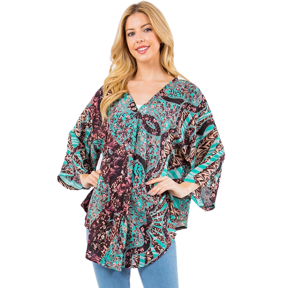 3779 - V-Neck Poncho with Sleeves