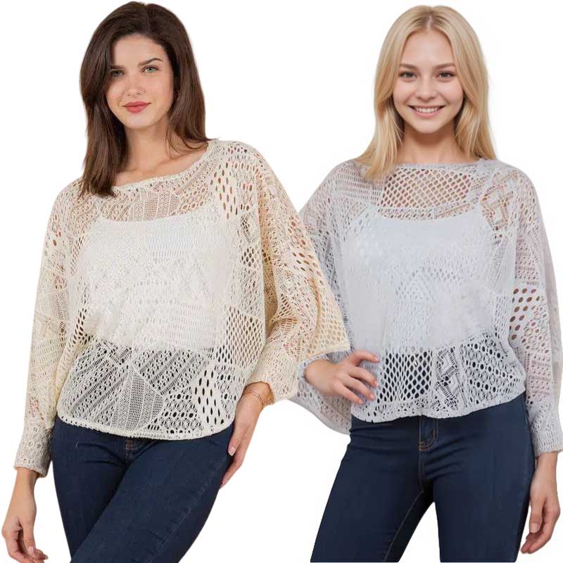 1805 - Lace Knit Poncho/Top with Sleeves 1805 - Lace Knit Poncho/Top with Sleeves