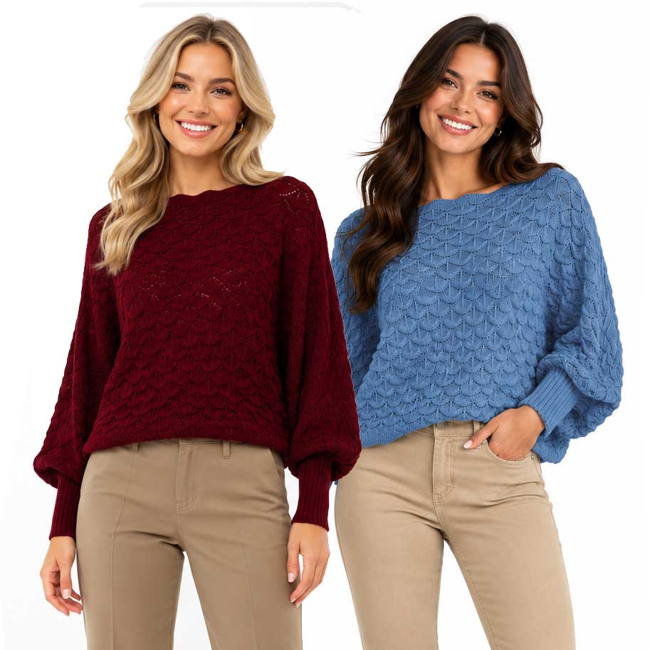 3984 - Cropped Sweater Poncho with Sleeves